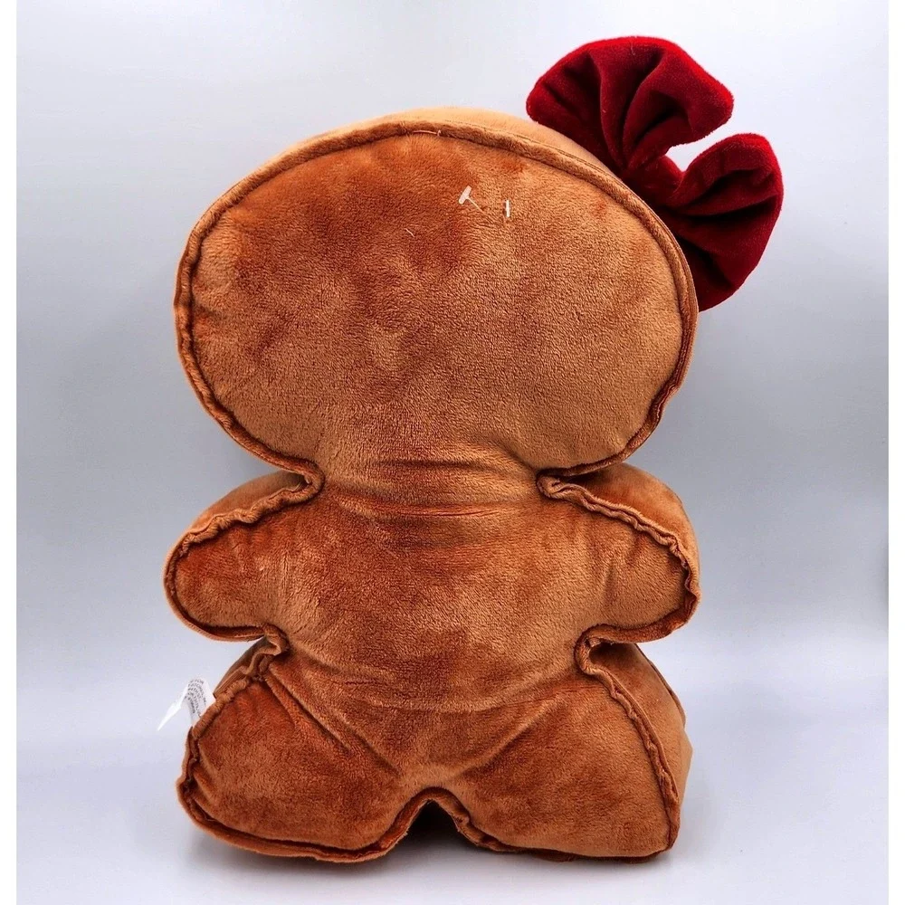 Gingerbread Girl Plush Pillow Red Bow Brown Holiday Decor Christmas Decor 16